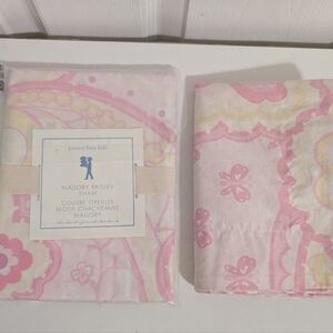 Pottery Barn Kids Shams x 2 Lot Pink White Mallory Paisley Pillowcase